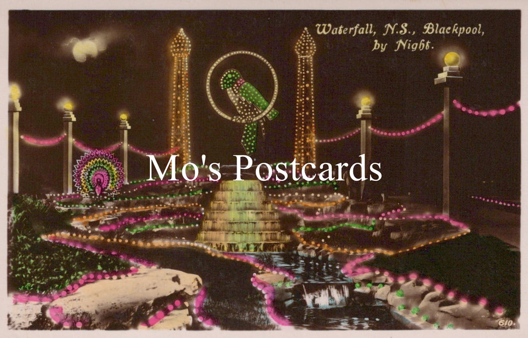 Lancashire Postcard - Blackpool, Waterfall By Night, North Shore  SW18770
