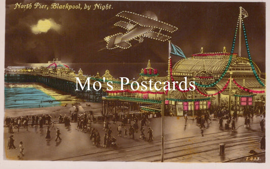 Lancashire Postcard - Blackpool By Night, The North Pier  SW18772