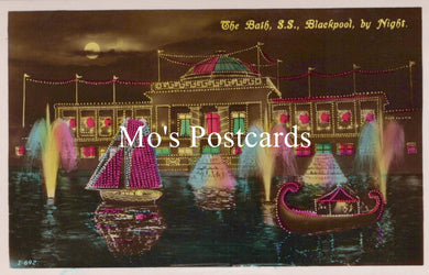 Lancashire Postcard - Blackpool By Night, The Bath, South Shore  SW18773