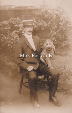 Ancestors Postcard - Smartly Dressed Man With His Pet Dog  SW18783