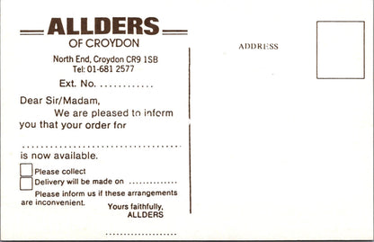 London Postcard - Allders Delivery Service, Croydon  SW17702