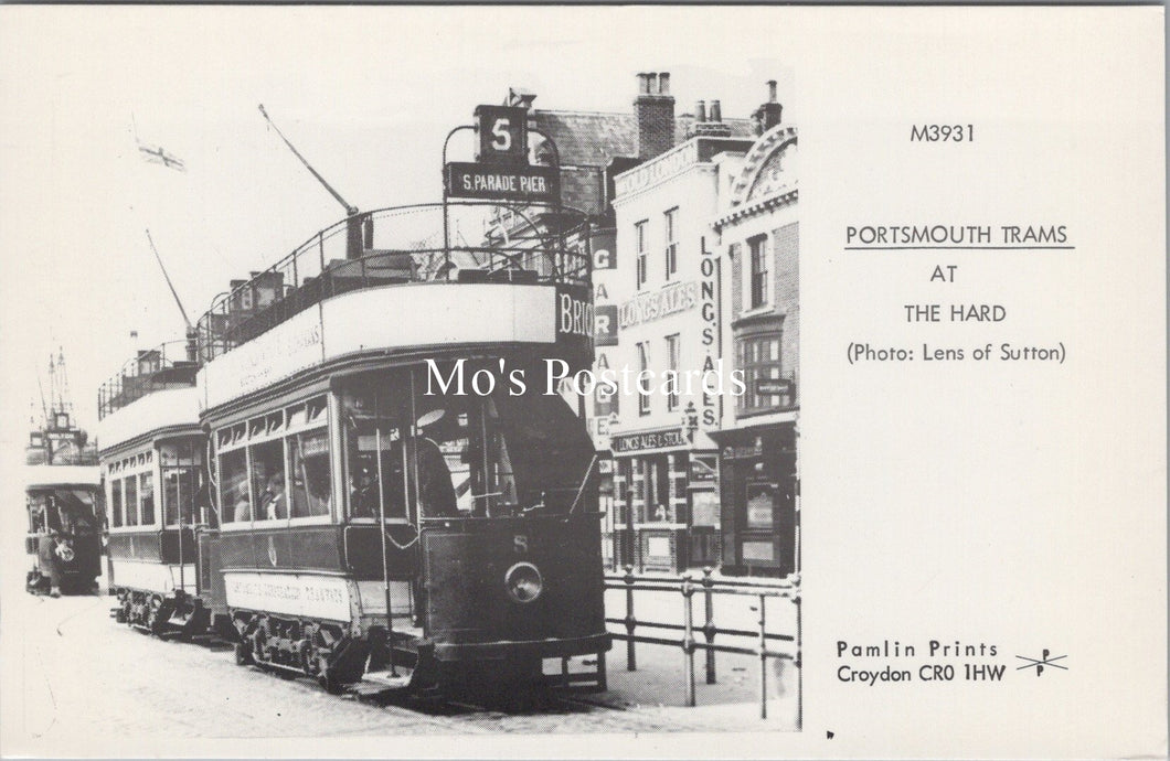 Hampshire Postcard - Portsmouth Trams at The Hard, Portsea  SW17720