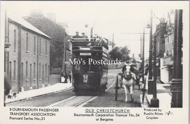 Dorset Postcard - Old Christchurch, Tramcar at Bargates  SW17729