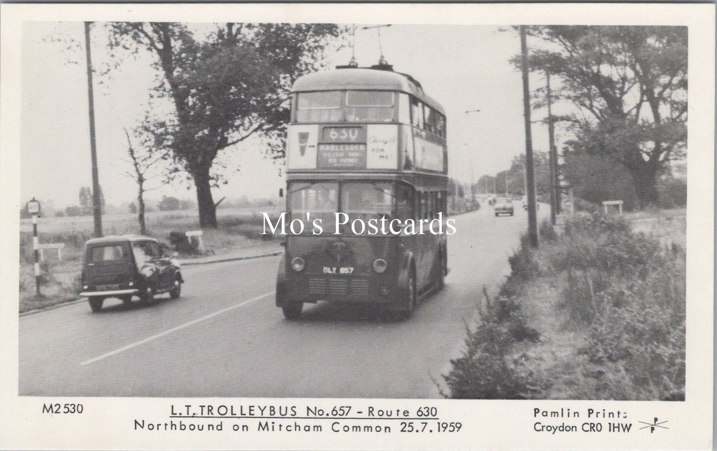 London Postcard - L.T.Trolleybus, Mitcham Common in 1959 - SW17738
