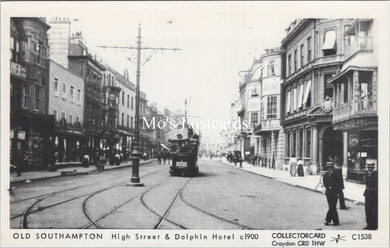 Hampshire Postcard - Southampton High Street and Dolphin Hotel c1900 - SW17876