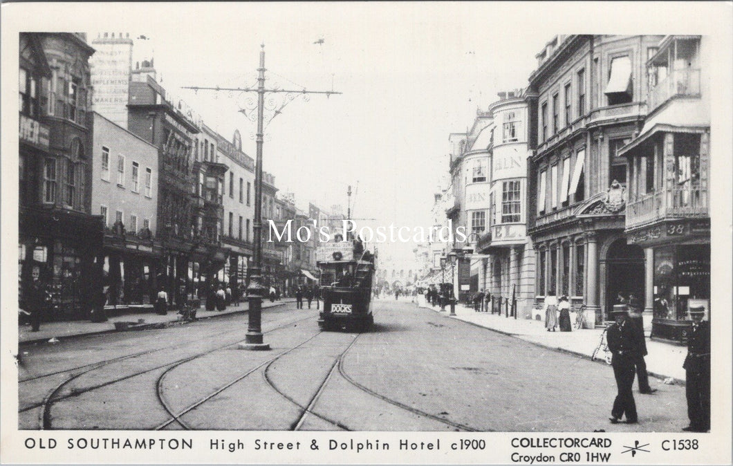 Hampshire Postcard - Southampton High Street and Dolphin Hotel c1900 - SW17876