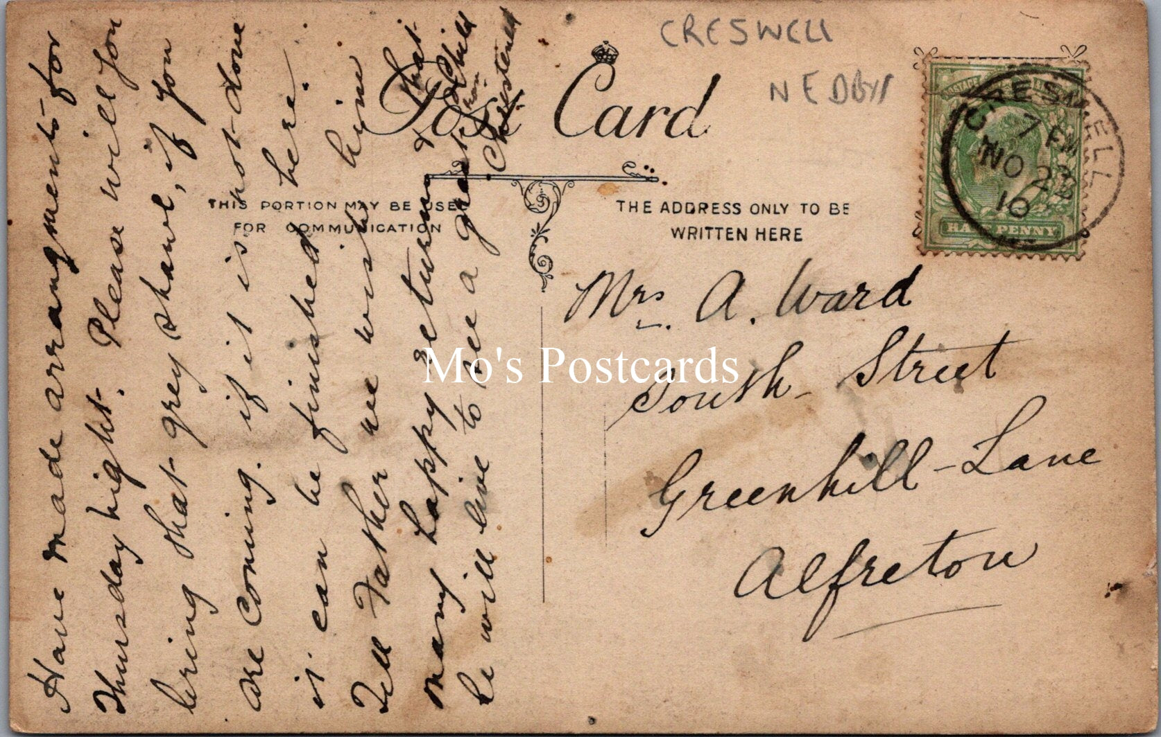 Derbyshire Postcard - Creswell Hospital Sunday Demonstration  BH2126