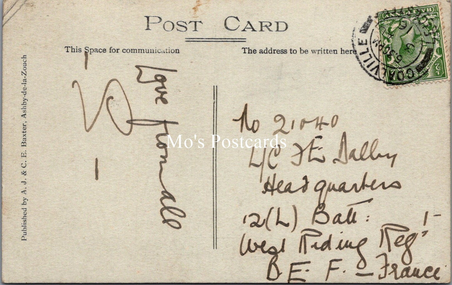 Leicestershire Postcard - Ashby Road, Hugglescote Village  BH2129