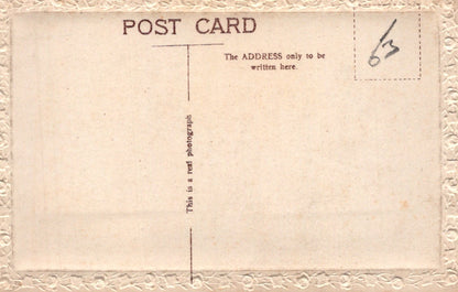 Vintage-style postcard back with decorative border and text