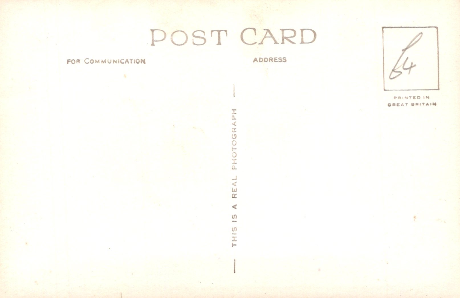 Back of a postcard with communication and address text on a gradient background