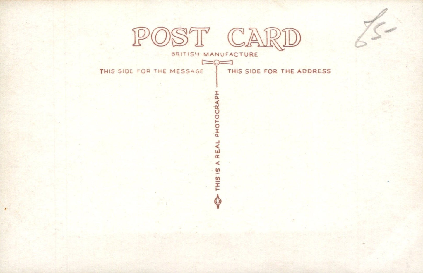 Vintage postcard with text and design elements on a beige background