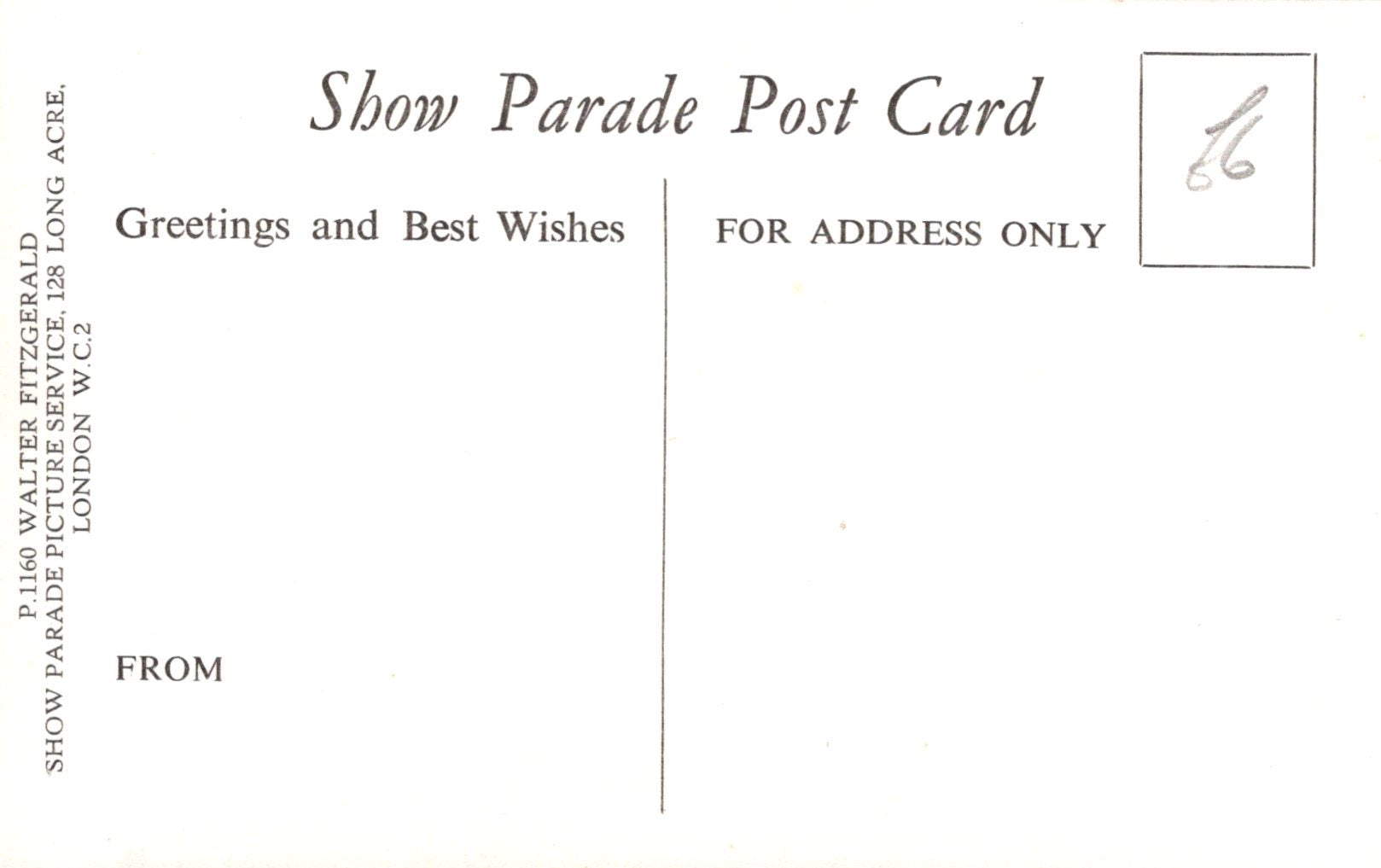 Show Parade Post Card with text and a signature on a white background