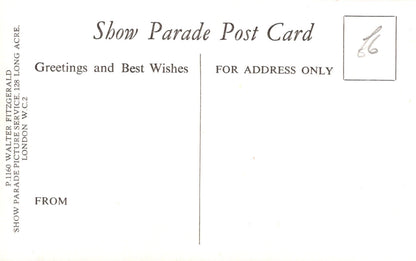 Show Parade Post Card with text and a signature on a white background