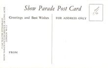 Load image into Gallery viewer, Show Parade Post Card with text and a signature on a white background
