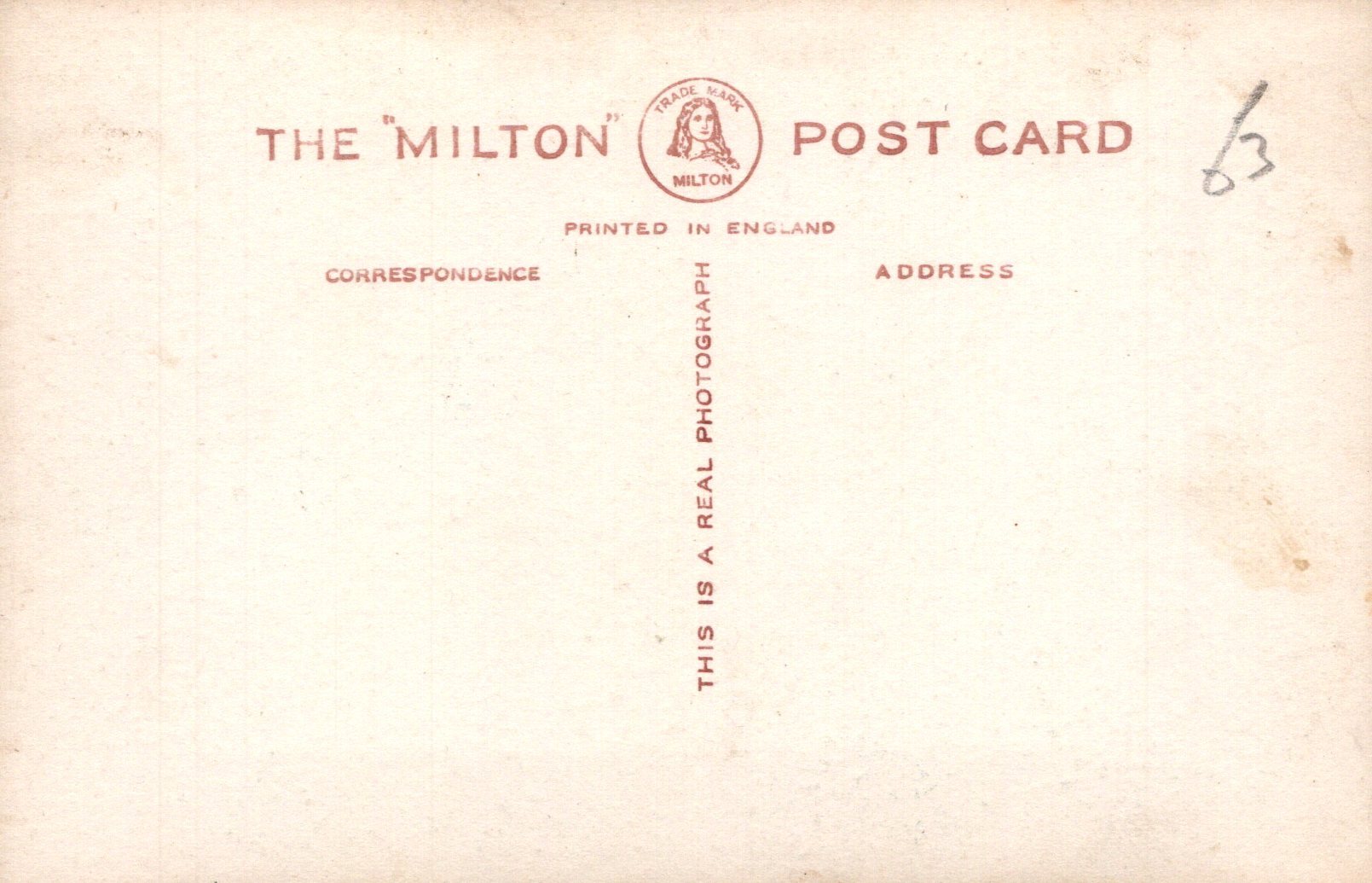 Vintage postcard with 'The Milton' branding and text on a beige background