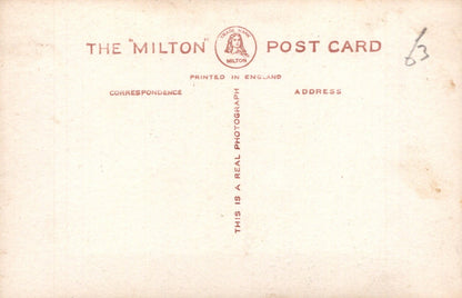 Vintage postcard with 'The Milton' branding and text on a beige background
