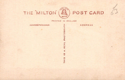Back of a postcard from 'The Milton' with text and logo.