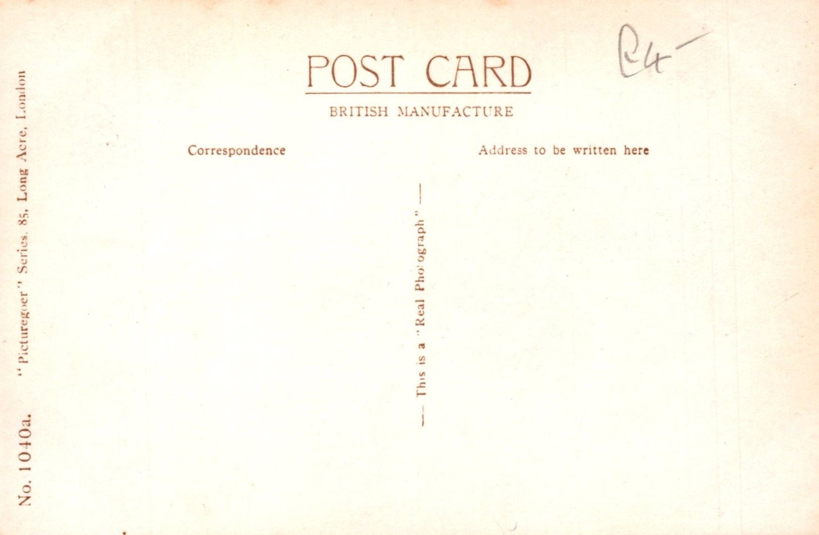 Vintage postcard with text and a signature on a beige background