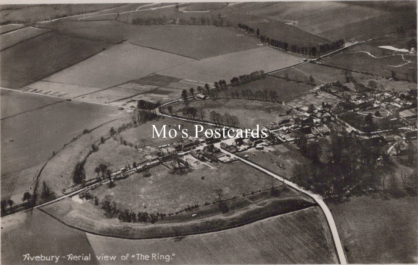 Wiltshire Postcard - Aerial View of "The Ring", Avebury  SW18907