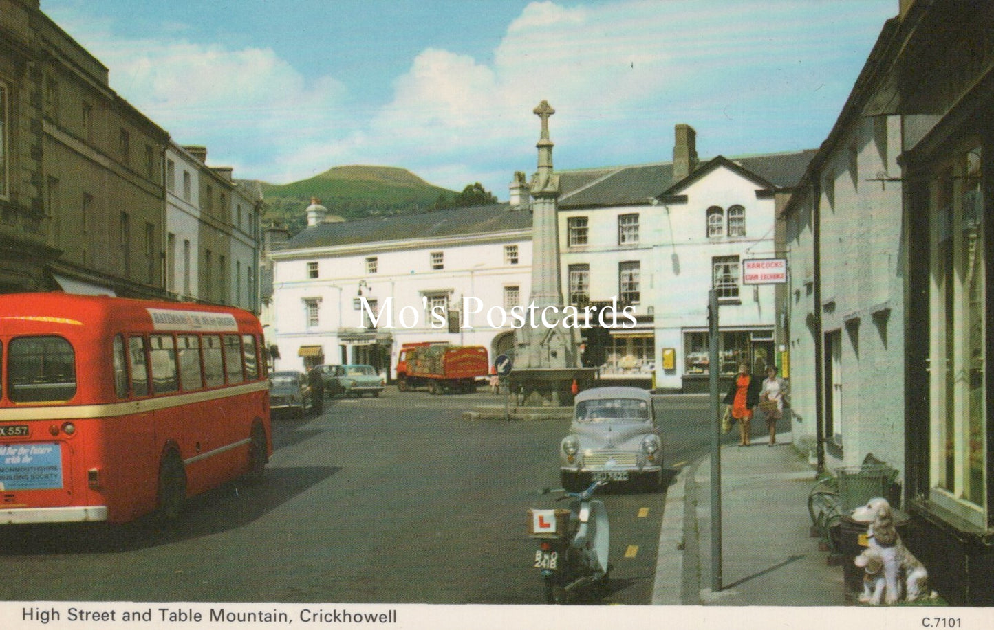 Wales Postcard - High Street and Table Mountain, Crickhowell  SW19086