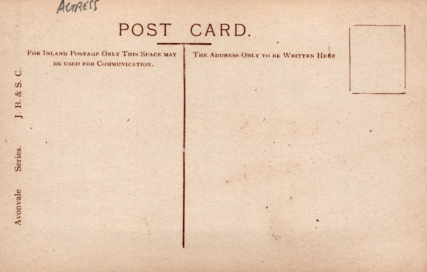 Vintage postcard with text and a line for writing address, featuring the J. B. & C. brand.