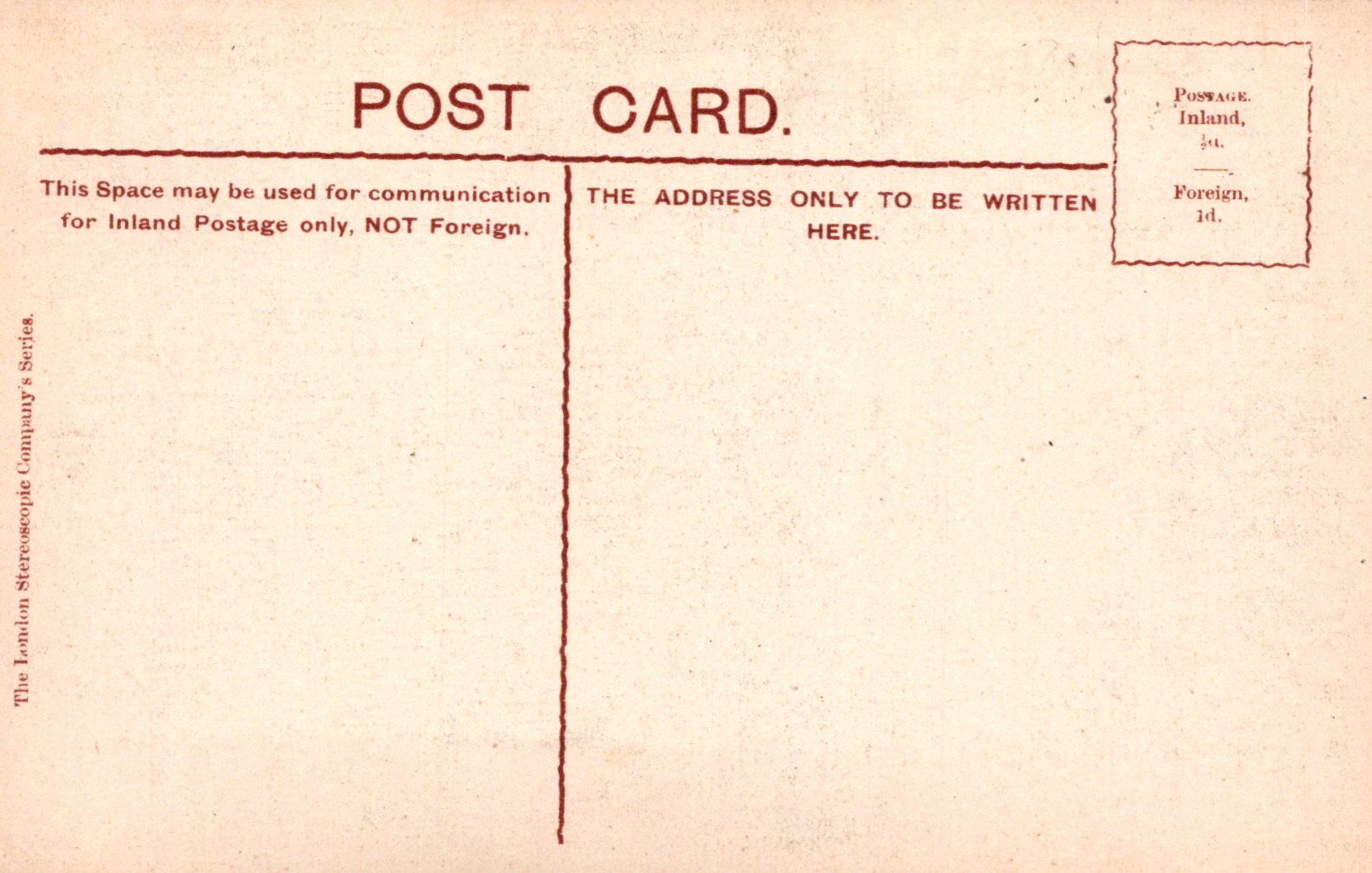 Vintage postcard with text instructions for inland postage and address writing.