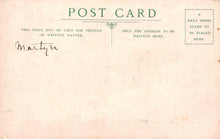 Load image into Gallery viewer, Vintage postcard with text and a signature on a textured beige background

