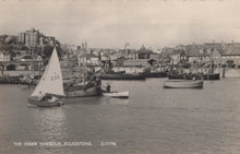 Load image into Gallery viewer, Vintage black and white photo of boats in the Inner Harbour, Folkestone
