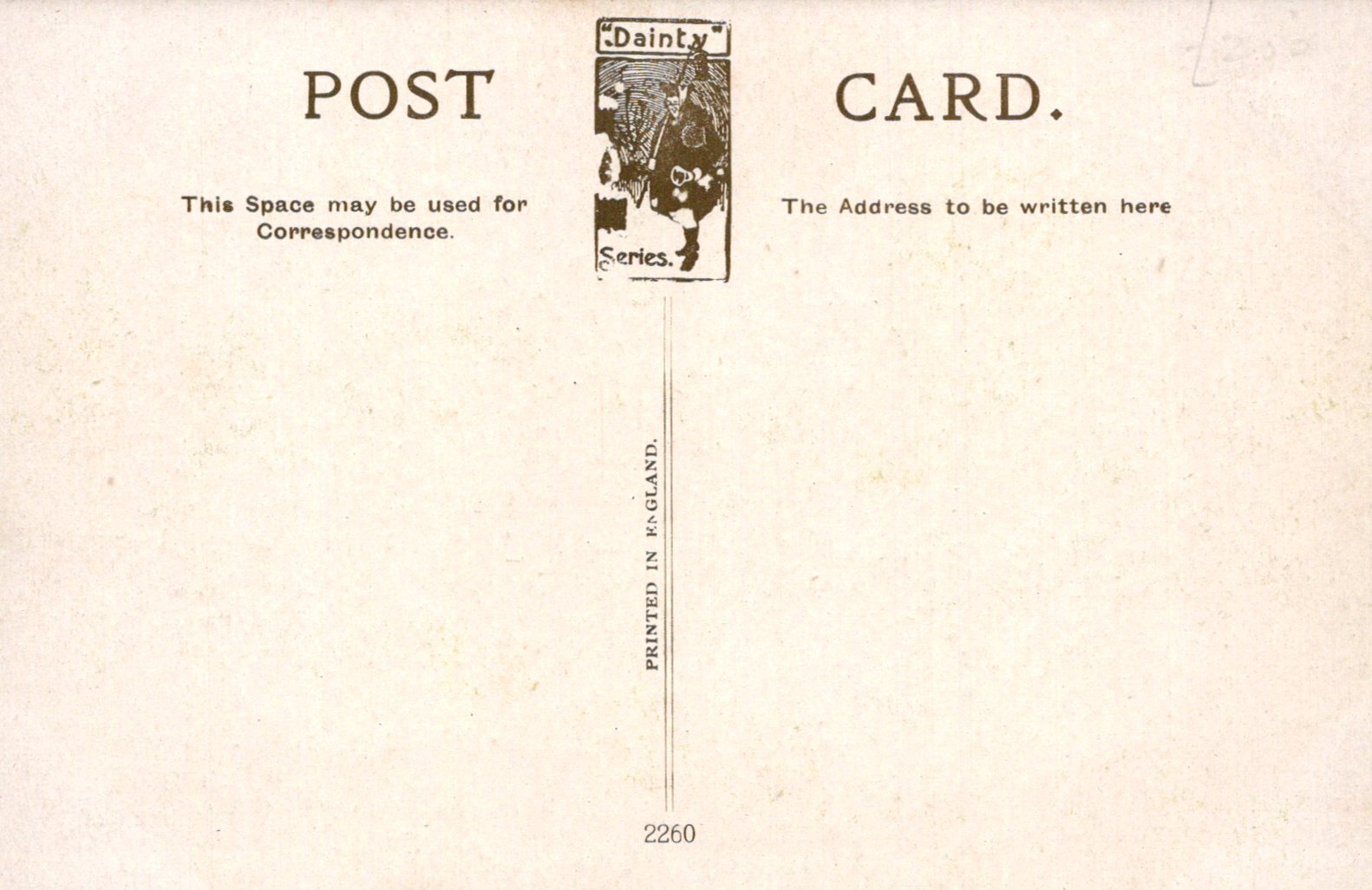 Vintage postcard with text and a logo on a beige background