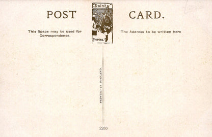Vintage postcard with text and a logo on a beige background