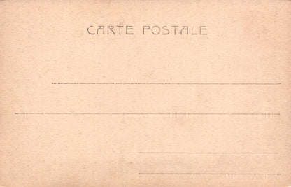 Vintage-style brown postcard with 'CARTE POSTALE' text