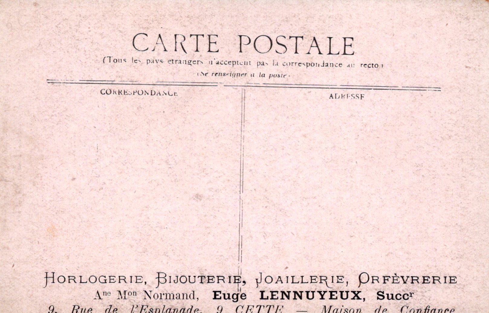 Vintage postcard with text and a pinkish background