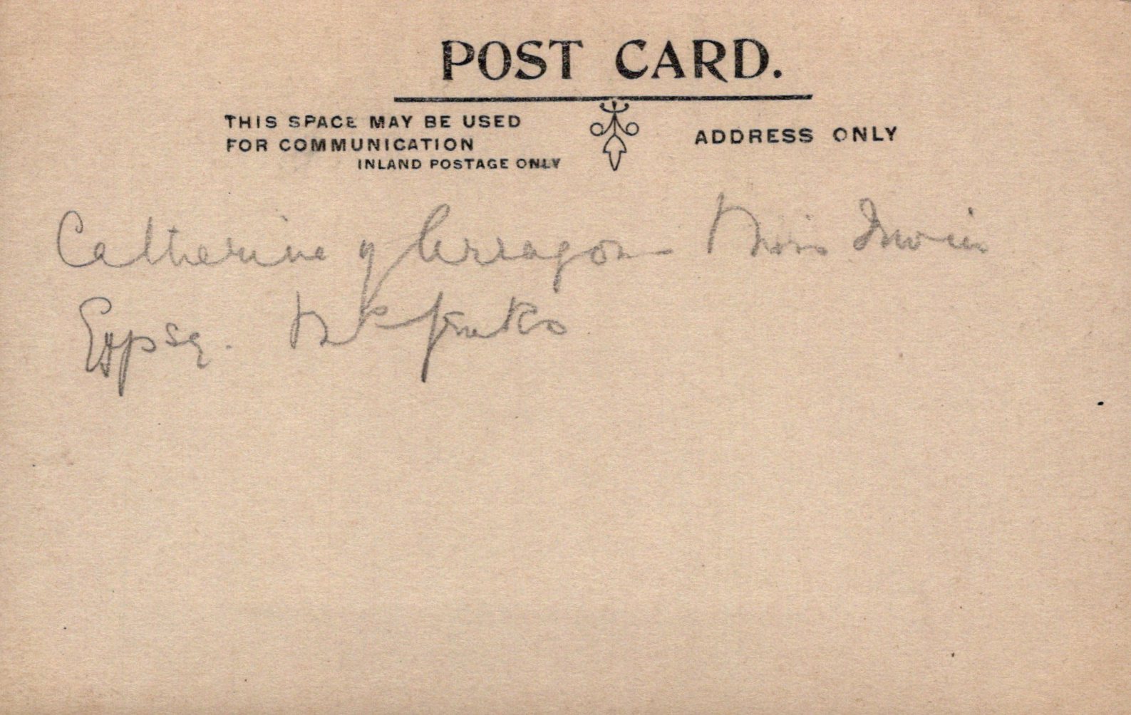 Vintage postcard with handwritten text on a brown background