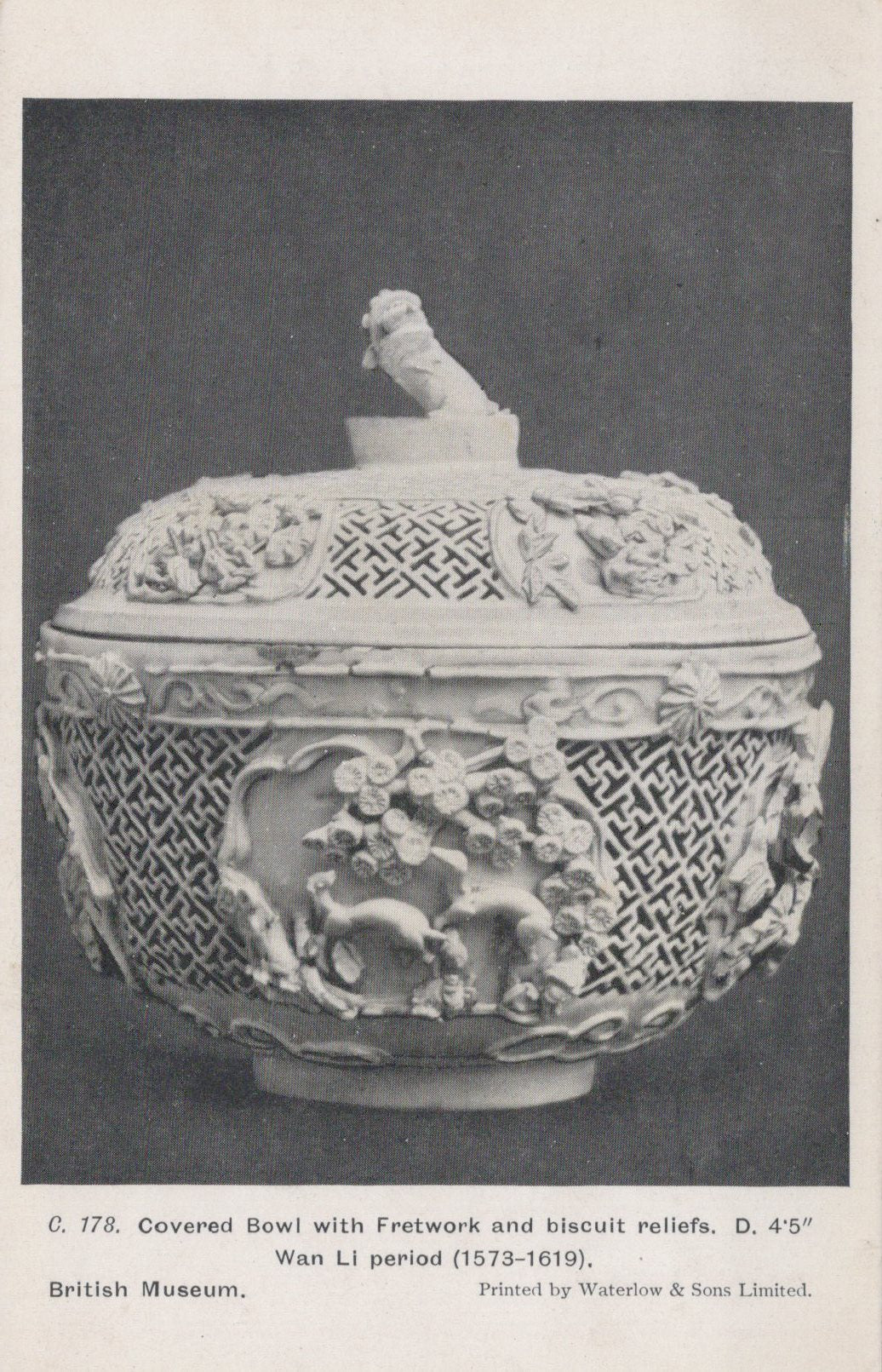 British Museum Postcard - Covered Bowl With Fretwork  VT46