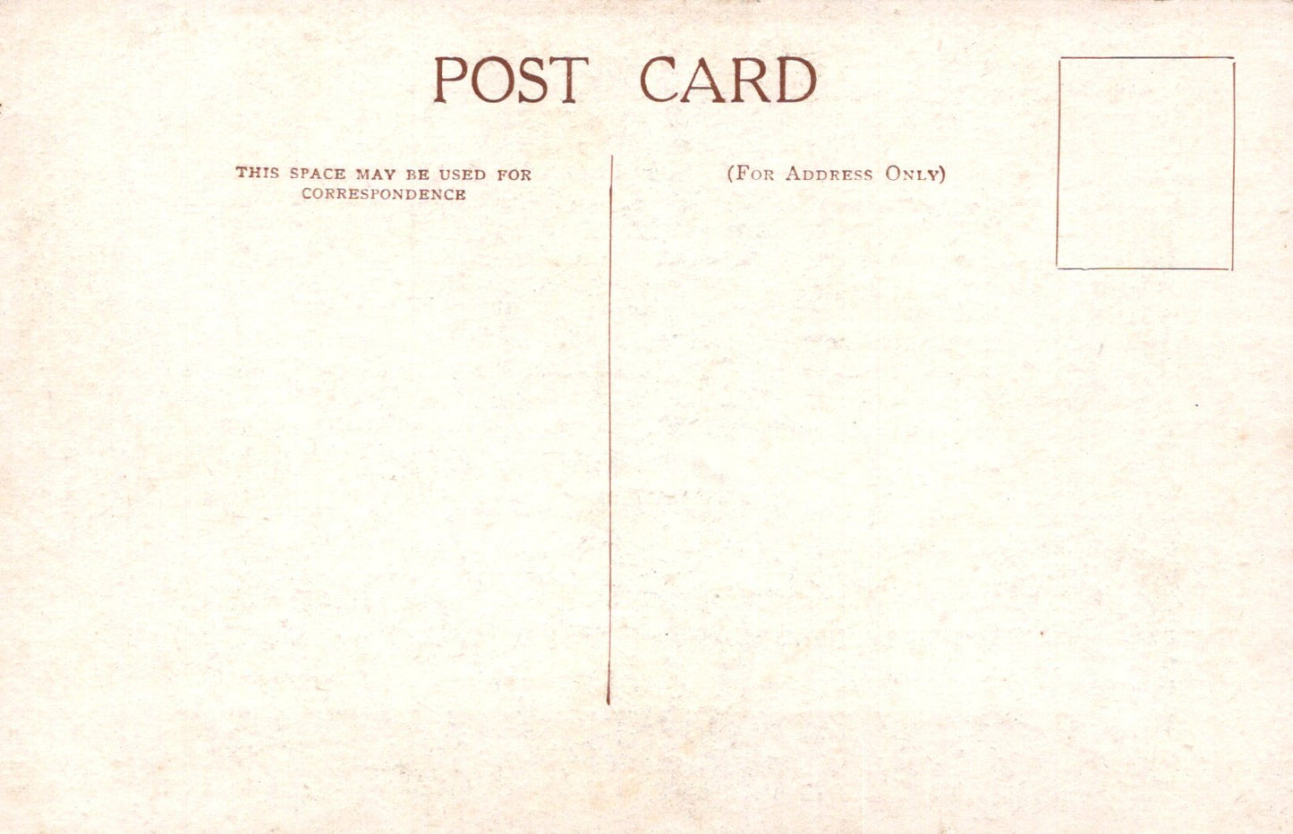 Back of a vintage postcard with text and a rectangular area for an image.