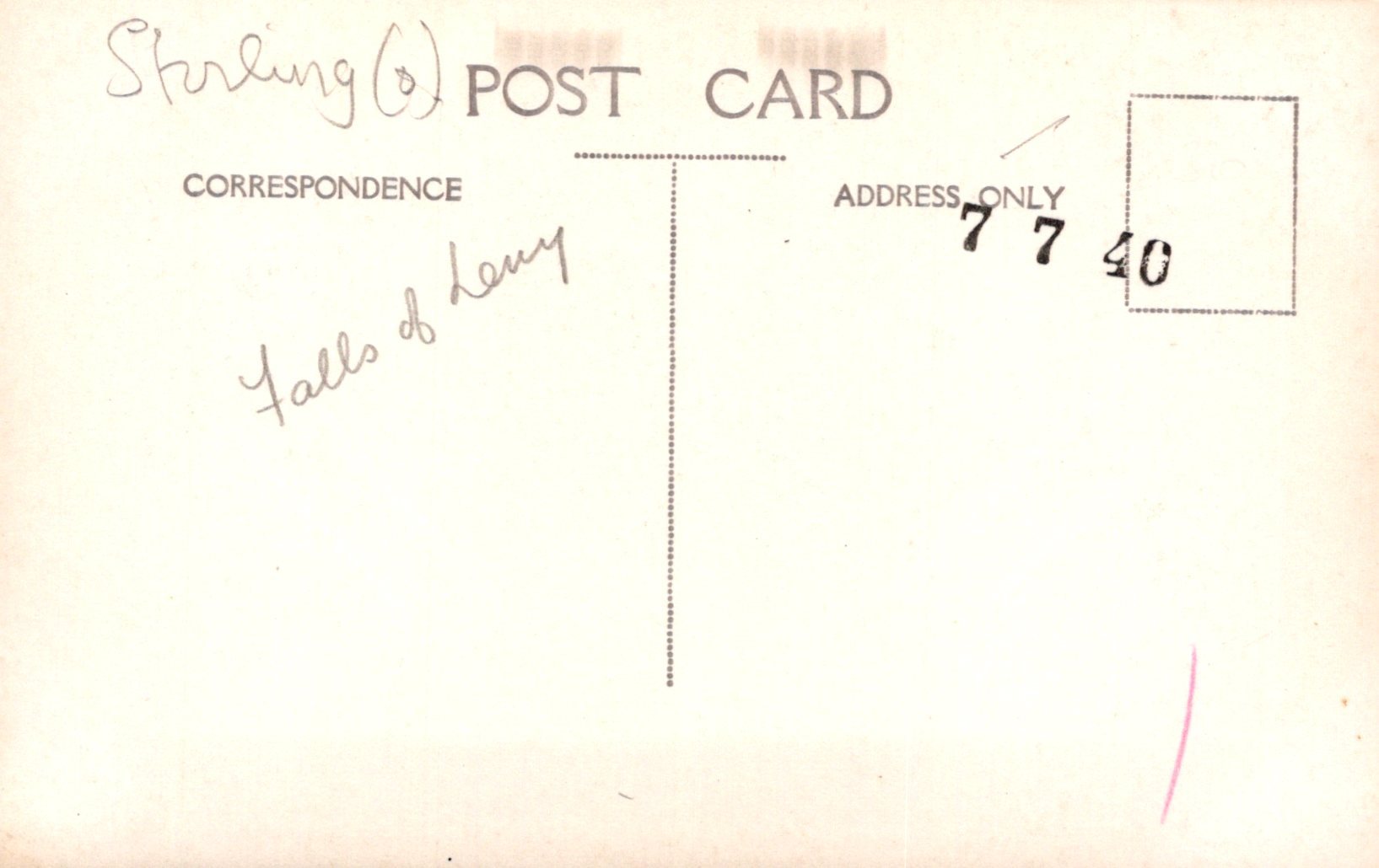 Vintage postcard with handwritten text and a number on a light background