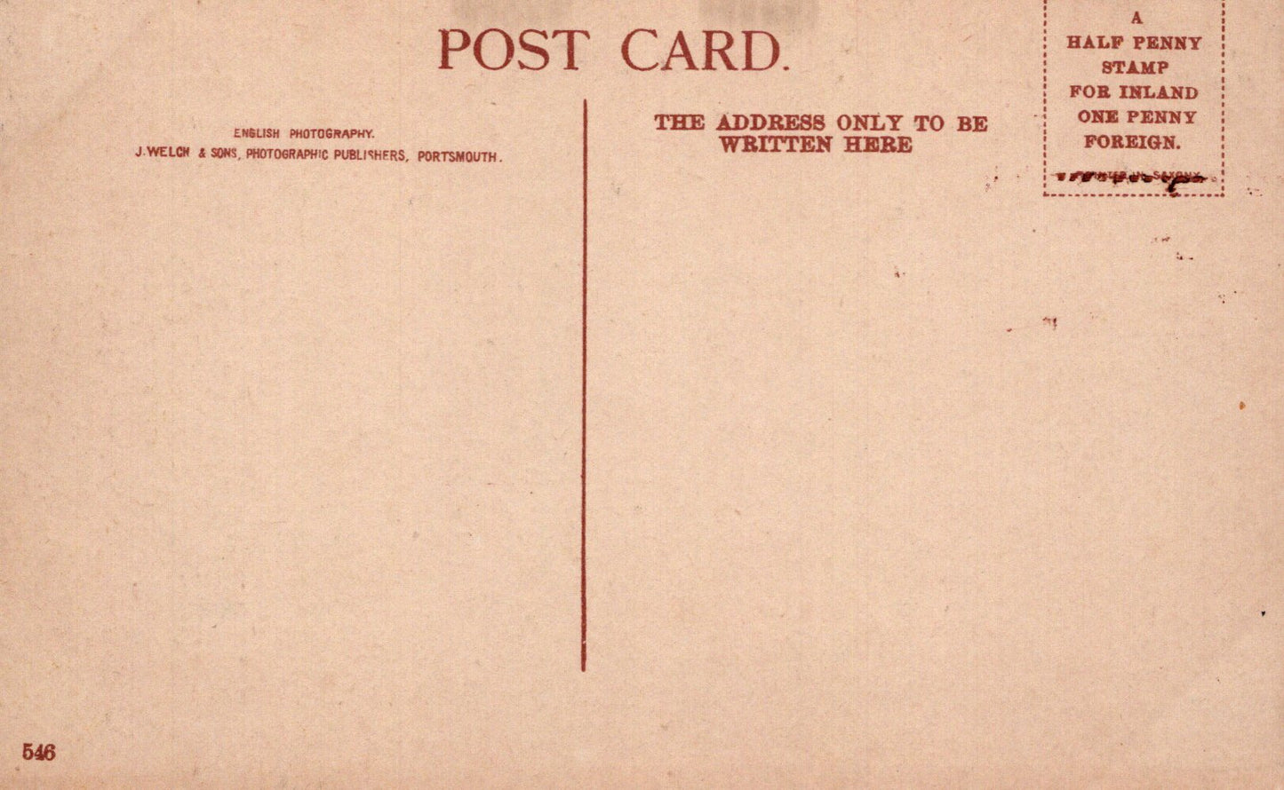 Vintage postcard with text and a red line on a beige background