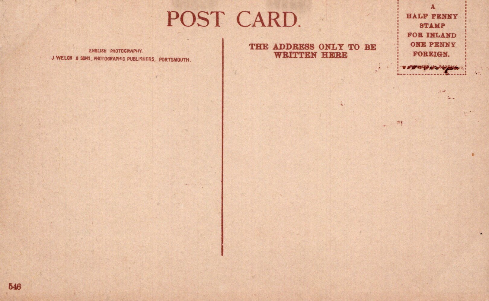 Vintage postcard with text and a red line on a beige background