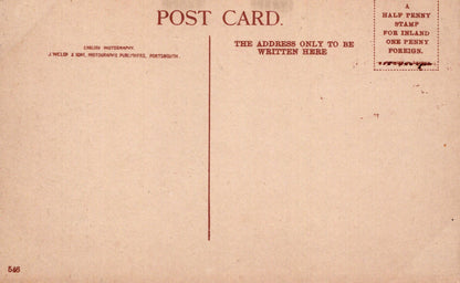 Vintage postcard with text and a red line on a beige background