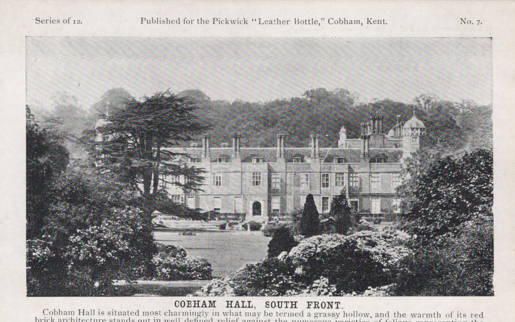 Black and white image of Coeham Hall with surrounding landscape