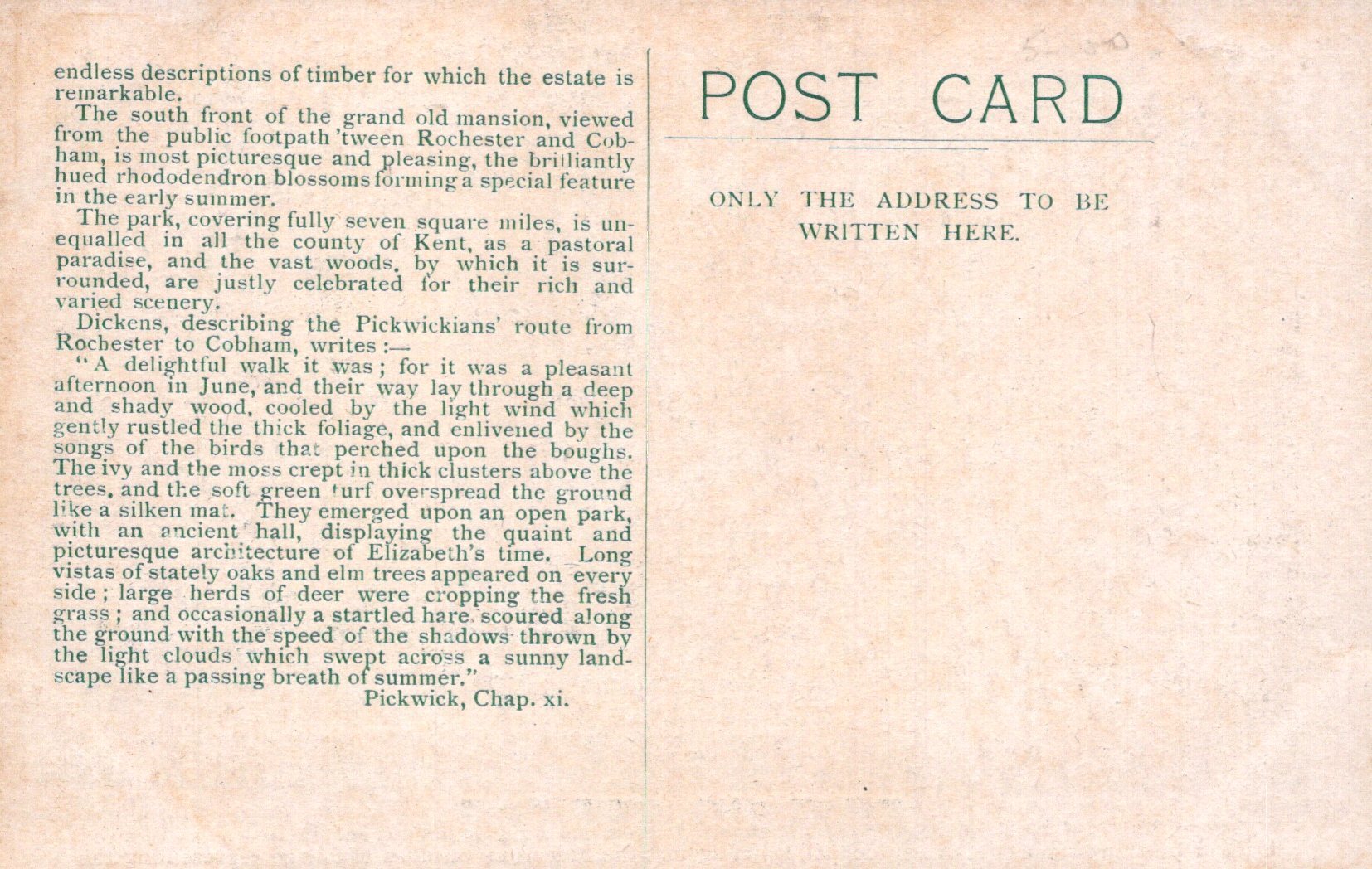 Vintage postcard with text on a textured beige background
