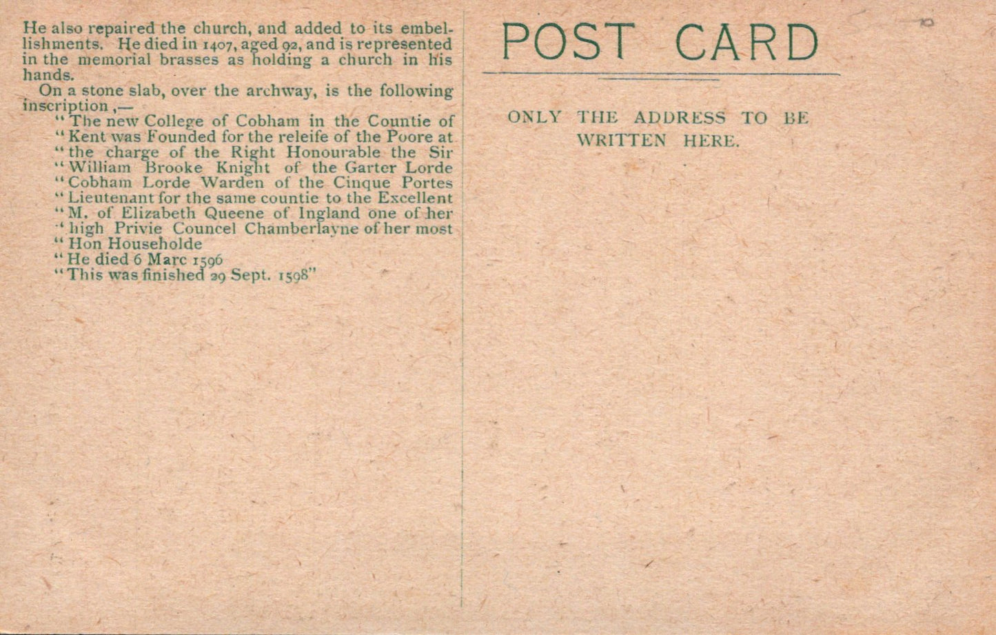 Vintage postcard with text and a decorative border