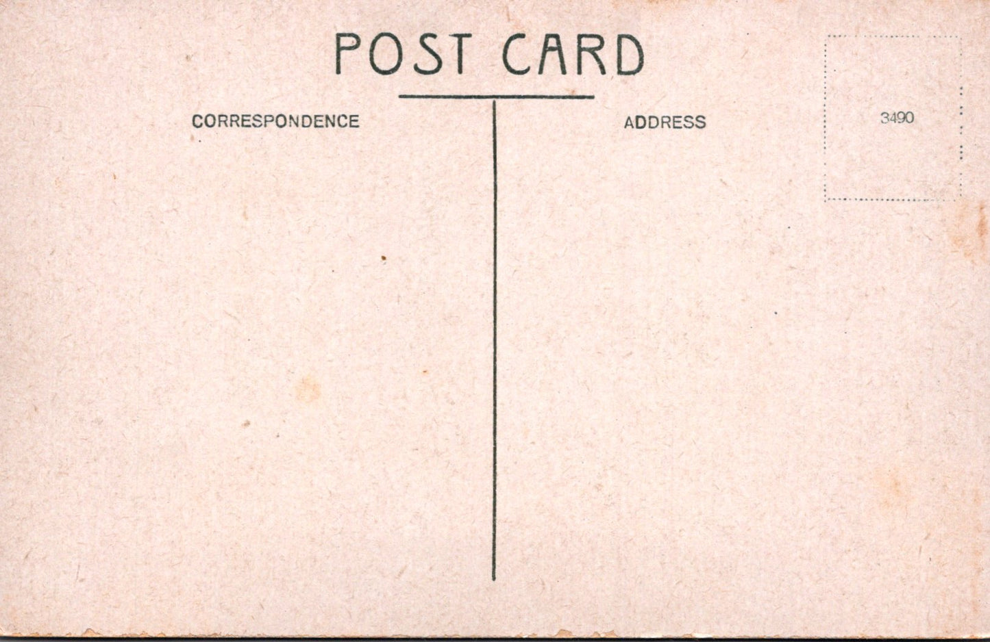 Vintage-style postcard with text and a line for correspondence address on a textured beige background.