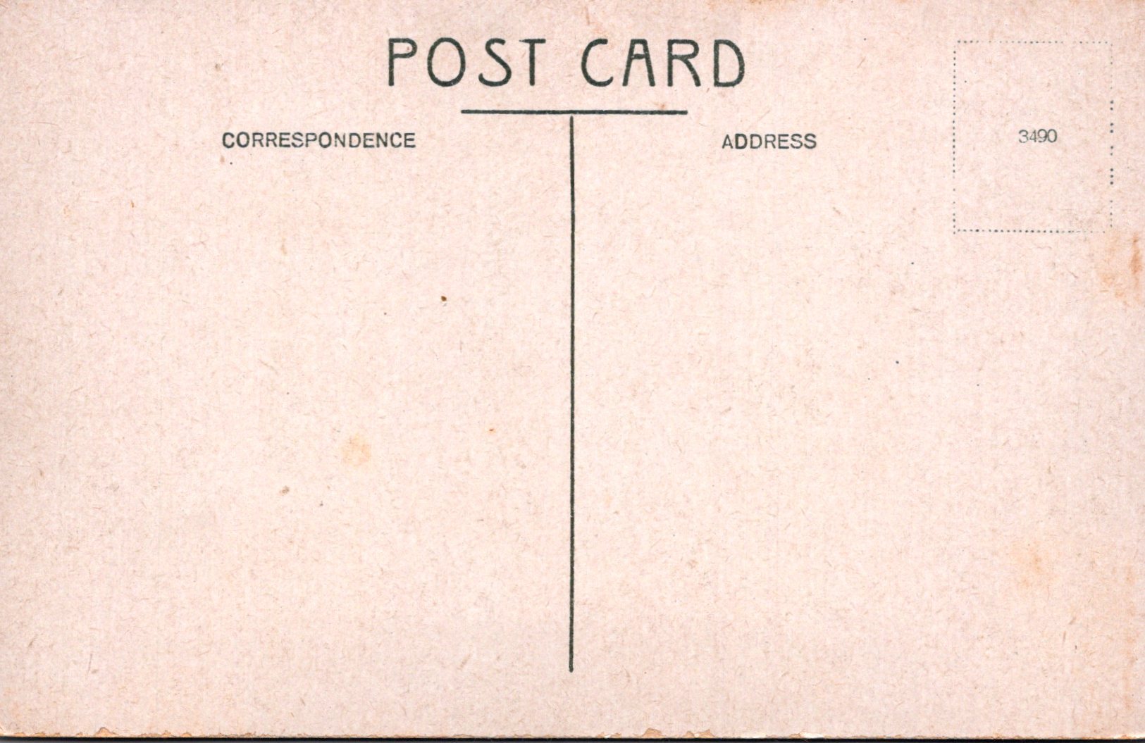 Vintage-style postcard with text and a line for correspondence address on a textured beige background.