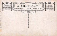 Load image into Gallery viewer, Vintage-style postcard with decorative text and &#39;Clifton&#39; branding on a textured background.
