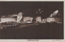 Load image into Gallery viewer, Vintage black and white photograph of a stage performance with &#39;Soldiers of the King&#39; at the British Empire Exhibition.
