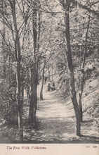 Load image into Gallery viewer, Vintage black and white postcard of a tree-lined path in Folkestone
