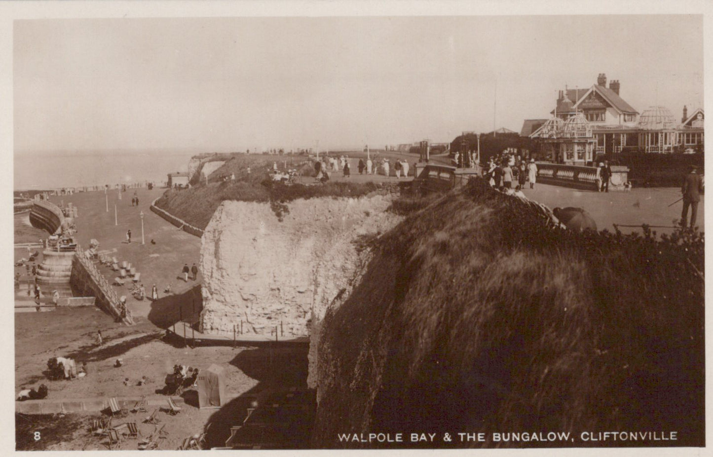 Vintage black and white photo of Walpole Bay and a bungalow in Cliftonville