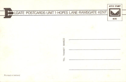 Back of a postcard with address information and branding