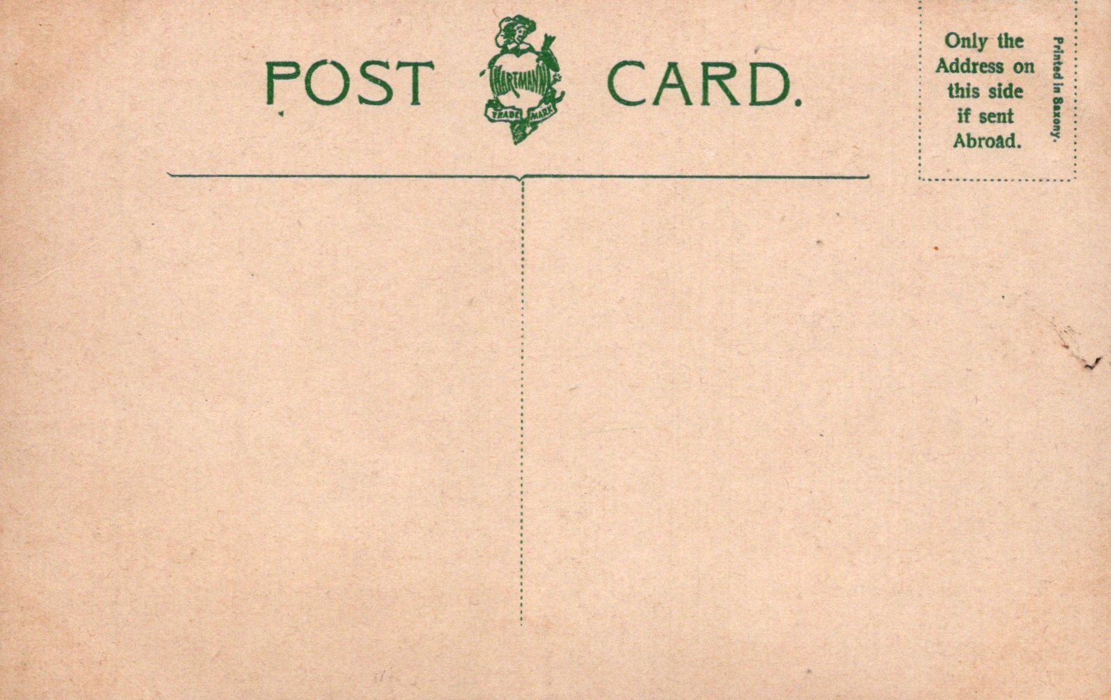 Vintage-style postcard with brown background and green text and design.